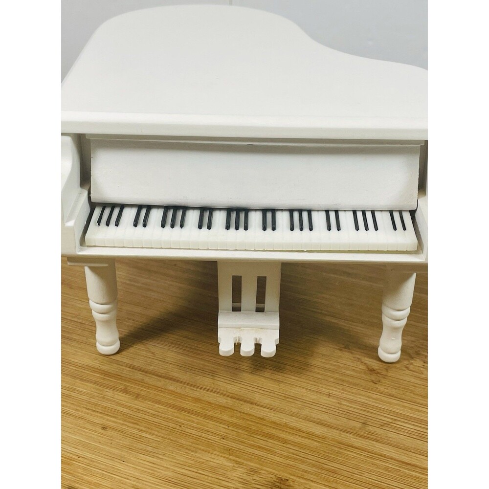 White Piano Music Box with Bench and Black Case Musical Boxes Gift for Christmas - Picture 8 of 13